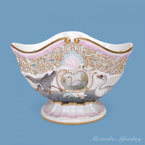 A Meissen Porcelain Wine Cooler With Swans and Heron, circa 1870