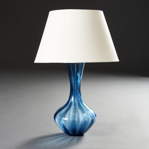 A Twisted Blue Glass Vase as a Lamp