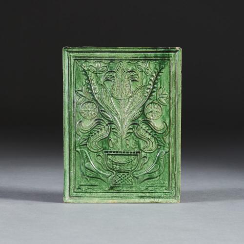 A Late 19th Century Green Ceramic Tile