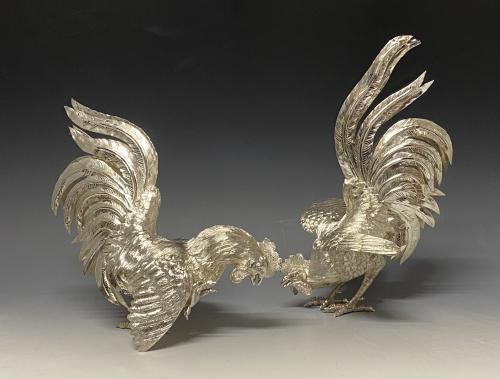 Sterling Silver fighting cocks models