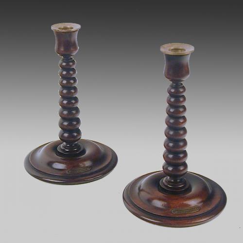 antique teak candlesticks using wood from the Royal Yacht ‘HMS Renown’