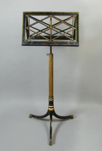 Regency black and gilt decorated music stand, c.1800