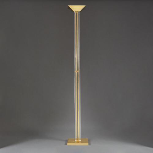 A Lucite and Brass Uplighter