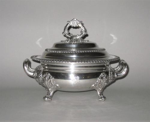 A Good Single Regency Period Old Sheffield Plate Silver Sauce Tureen and Cover, George III, circa 1815