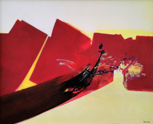 Composition en Rouge et Jaune  by  Philippe Erwan Dévé (1937 – 2012)