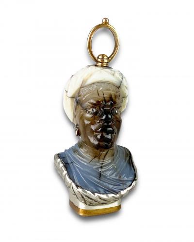 Agate bust of a Moorish Prince. French, late 17th & 18th centuries