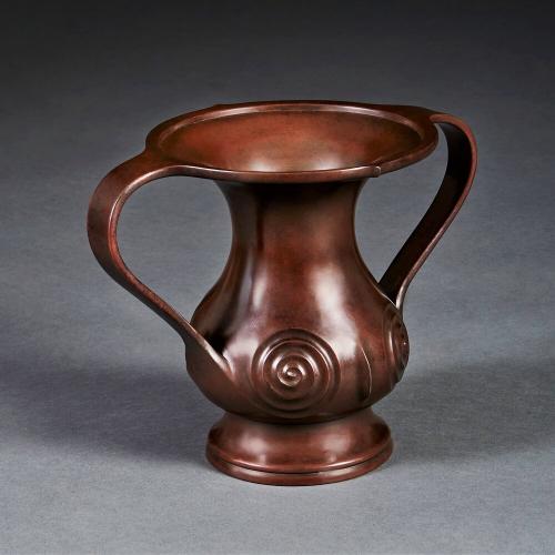 A Rare Japanese Edo Period Bronze Vase of Mimikuchi Flying Handle Form