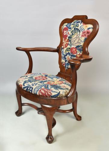 A rare George II period mahogany armchair of unusual proportions presumably made for the daughter of an important family, c.1740. 