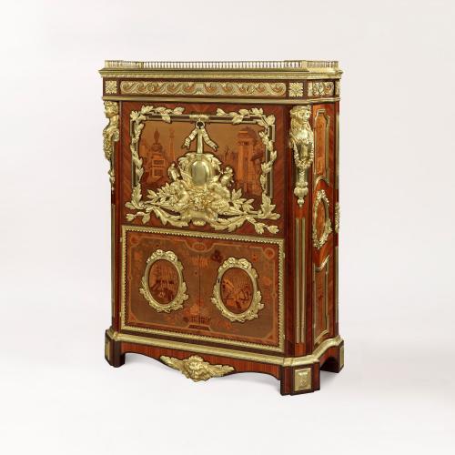 Marquetry and Gilt Bronze Secretaire by Rogie