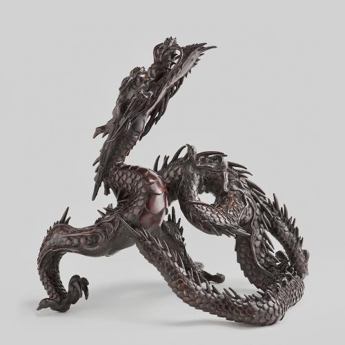 Japanese bronze three-clawed dragon, Meiji period