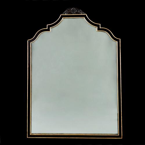 A Large Art Deco Ebonised and Silver Gilt Mirror