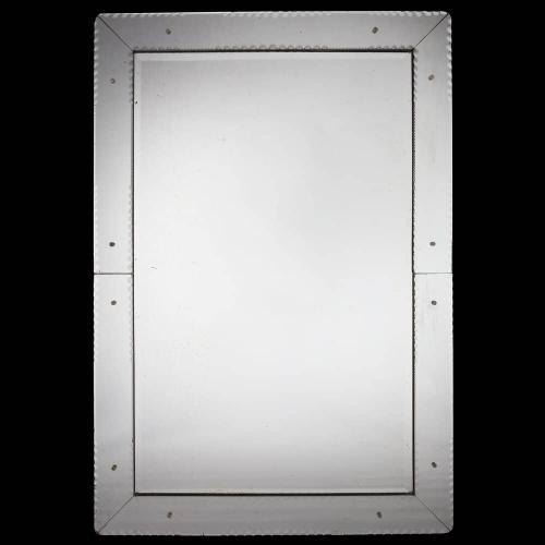 A 1940s Large Rectangular Mirror with Serrated Edge