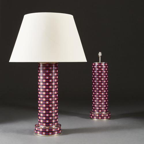 A Large Pair of Cloisonne Pop Art Lamps
