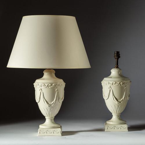 A Pair of 19th Century Wedgewood Urns as Lamps