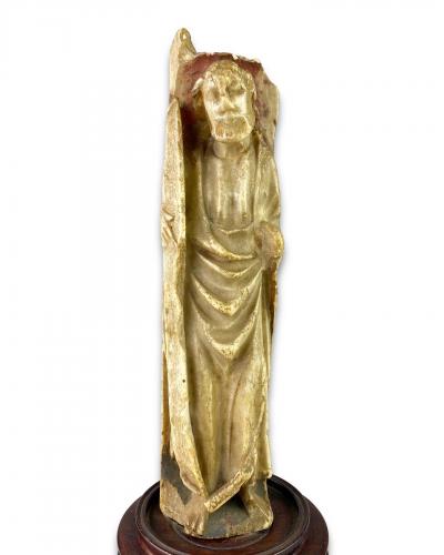 Nottingham alabaster of a male Saint. English, early 15th century