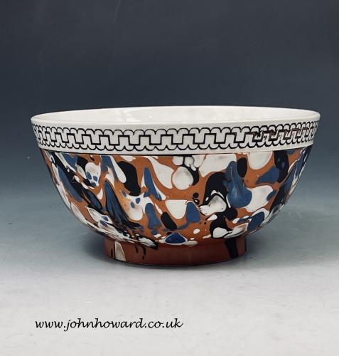 Mochaware slip marbled decorated pottery bowl English circa 1820