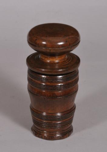 S/4577 Antique Treen 18th Century Fruitwood Mortar Grater