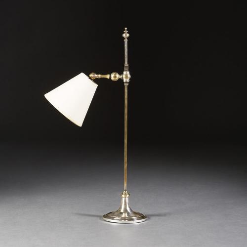 A Brass and Silver Plate Student Lamp