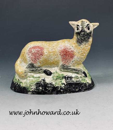 Early 19th century pottery figure of a ewe North Country or Scottish