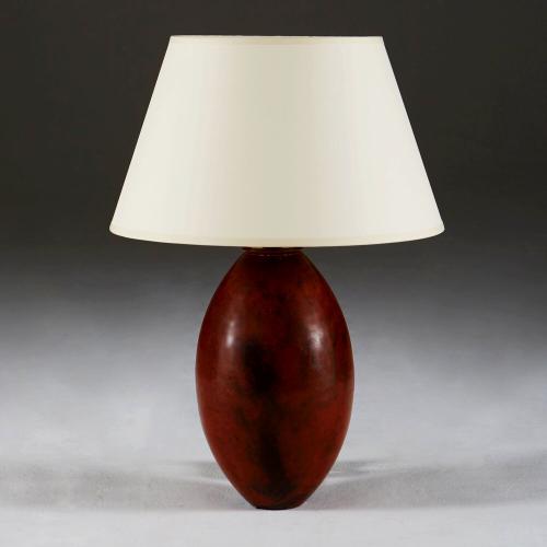 A Red Patinatied Bronze Vase as a Lamp
