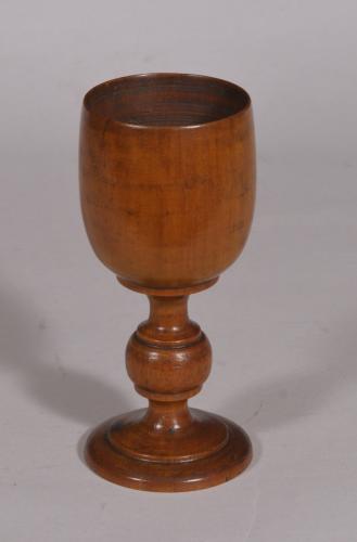 S/4594 Antique Treen 19th Century Apple Wood Goblet
