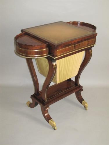 Rosewood and Brass Inlaid Games Table, circa 1815