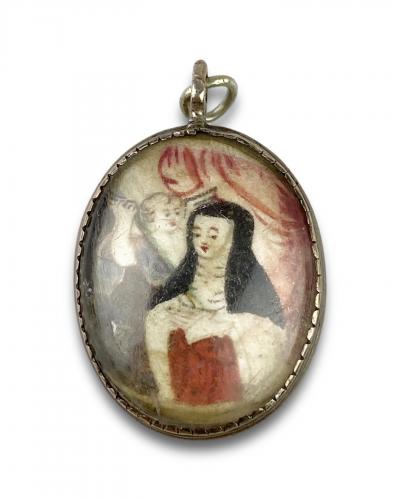Devotional silver and rock crystal pendant. Spanish, mid 17th century