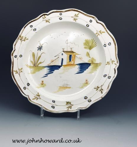 Swansea Pottery Prattware painted charger of lobed form late 18th century