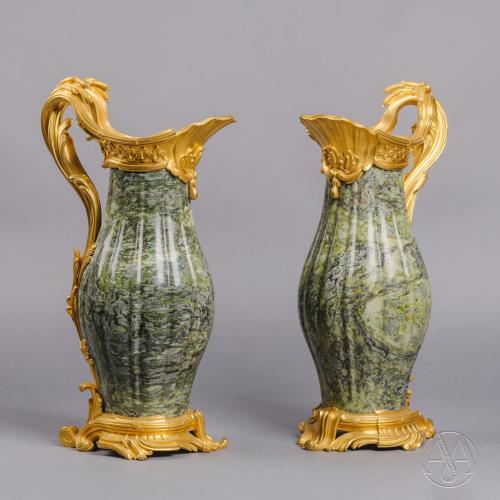 A Pair of Louis XV Style Marble Ewers By Paul Sormani Dating From Circa 1870