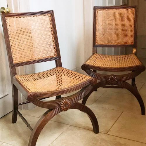 Pair Early Regency Side Chairs English Circa 1810