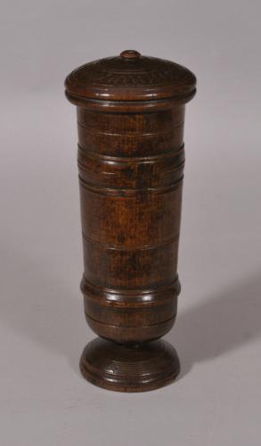 S/4611 Antique Treen 17th Century Northern European Birch Lidded Drinking Vessel