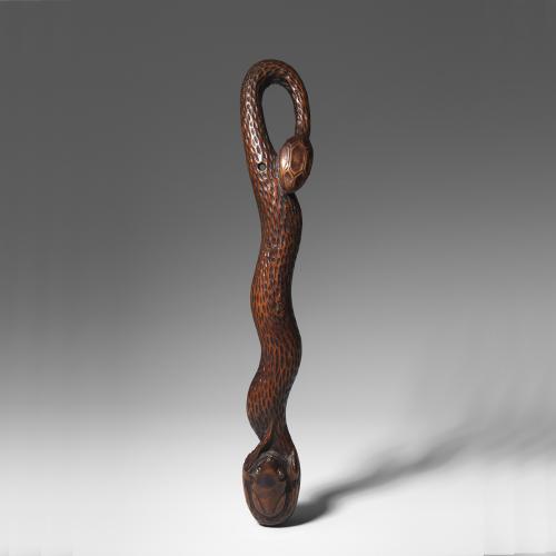 Boxwood Senryu-zutsu Pipe Holder in the Form of a Snake