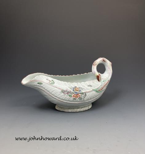 Longton Hall porcelain sauce boat mid 18th century English