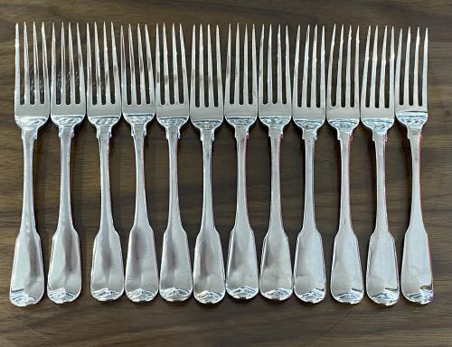 Georgian silver fiddle pattern table forks 1794