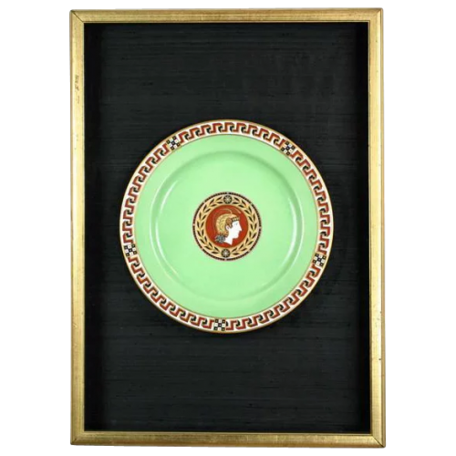 Pair of Late 19th Century Limoges Classical Green Ground Plates (c. 1900 France)