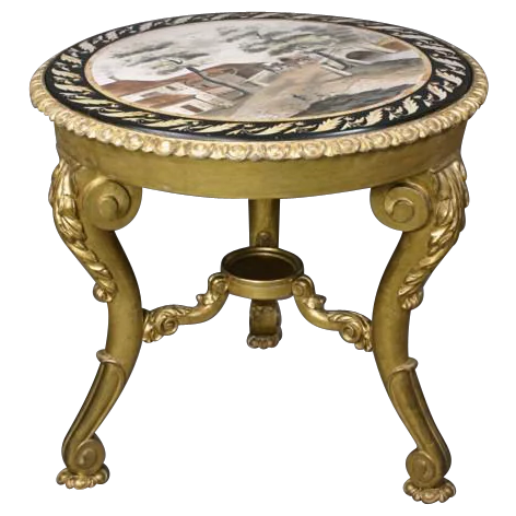 William IV Period Giltwood Centre Table, with original inset scagliola top. (c. 1830 England)