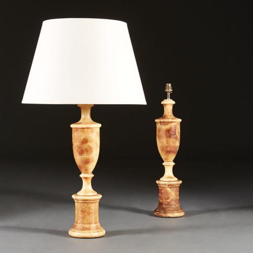 19th Century Marble Column Lamps
