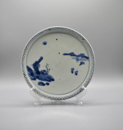 Shoki Imari Blue and White Landscape Plate