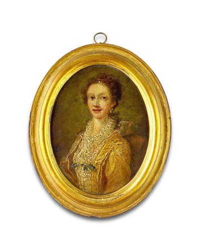 Portrait miniature of a young woman. French, late 17th century
