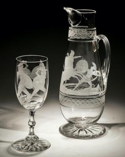 Engraved Wine Ewer and Glass of Roman Interest