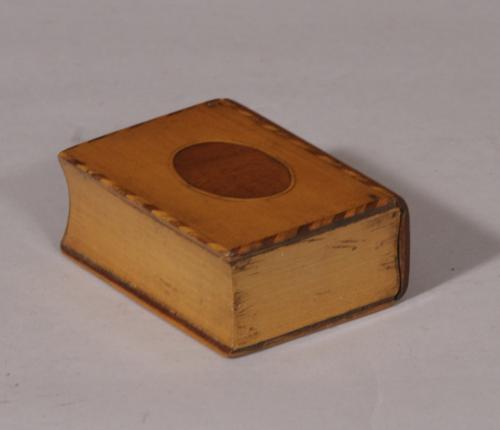 S/4656 Antique Treen 19th Century Mahogany and Sycamore Book Box