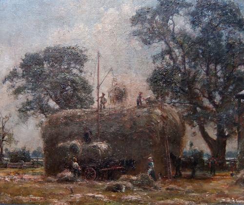 Herbert Royle "Haytime, Bolton Percy, Yorkshire" oil painting