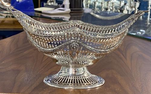 Charles Stuart Harris Pierced silver basket dish 1898