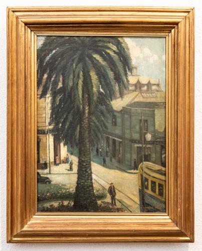 Street scene with palm tree by Camillo Mori circa 1925