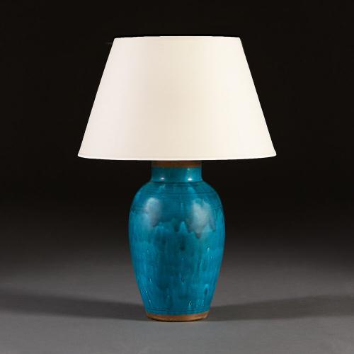 A Turquoise Flambe Lamp