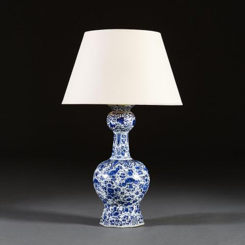 A Mid 19th Century Blue and White Delft Vase as a Lamp