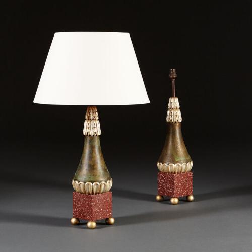 A Fine Pair of Faux Porphyry Lamps