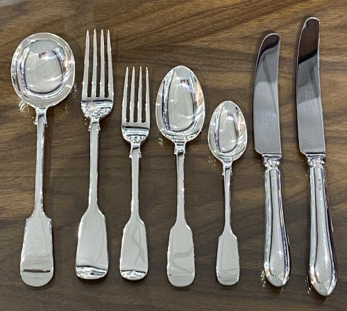 Sterling silver fiddle pattern cutlery flatware service set 