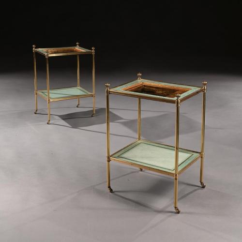 Fine Pair of Mid 20th Century Two-tier Brass Etageres by Mallett