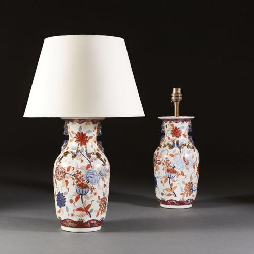 A Large Pair of Imari Vases as Lamps